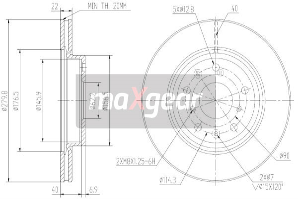 MAXGEAR Első féktárcsa 19-2003MAX_MAXG