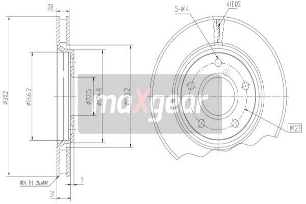 MAXGEAR Féktárcsa, mind 19-2274MAX_MAXG