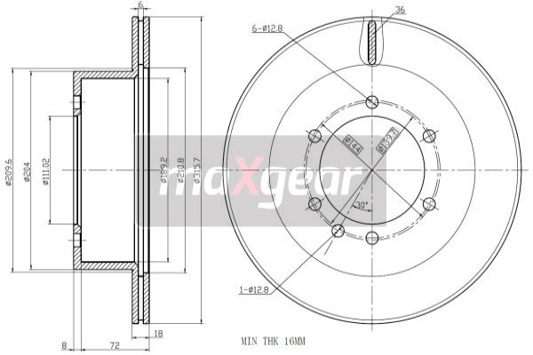 MAXGEAR Hátsó féktárcsa 19-2408_MAXG