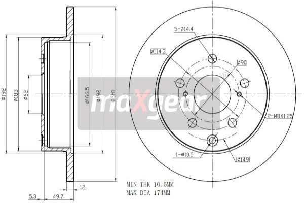 MAXGEAR Féktárcsa, mind 19-2466MAX_MAXG