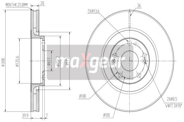 MAXGEAR Első féktárcsa 19-2503_MAXG