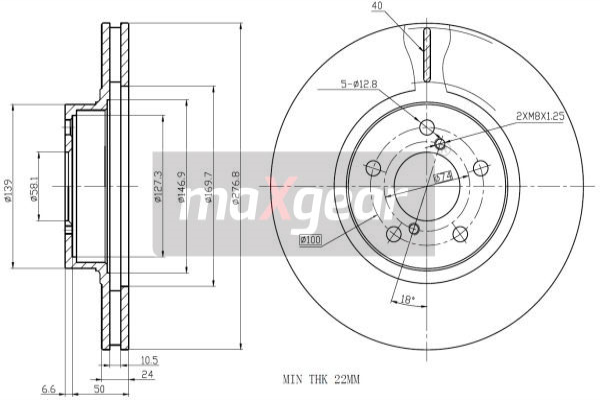 MAXGEAR Első féktárcsa 19-2505MAX_MAXG