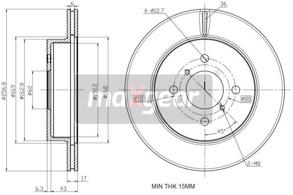 MAXGEAR Első féktárcsa 19-2528_MAXG