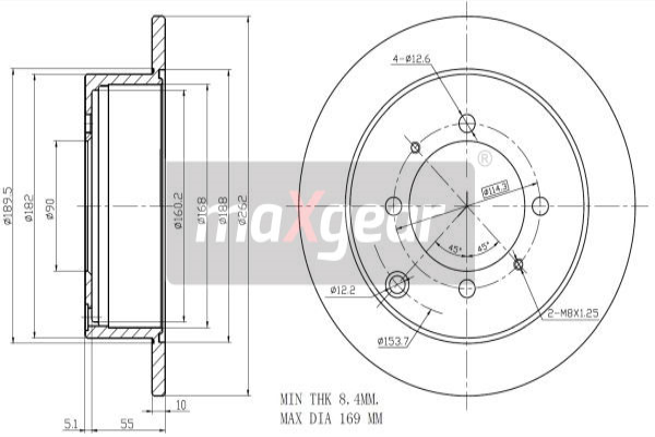 MAXGEAR Hátsó féktárcsa 19-2557MAX_MAXG