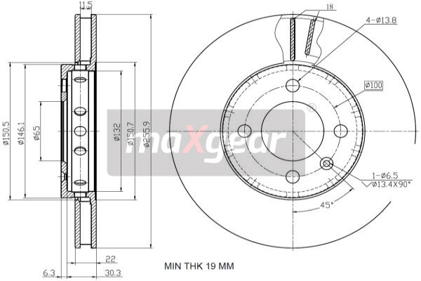 MAXGEAR Első féktárcsa 19-2856MAX_MAXG