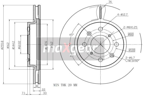 MAXGEAR Féktárcsa, mind 19-3200MAX_MAXG