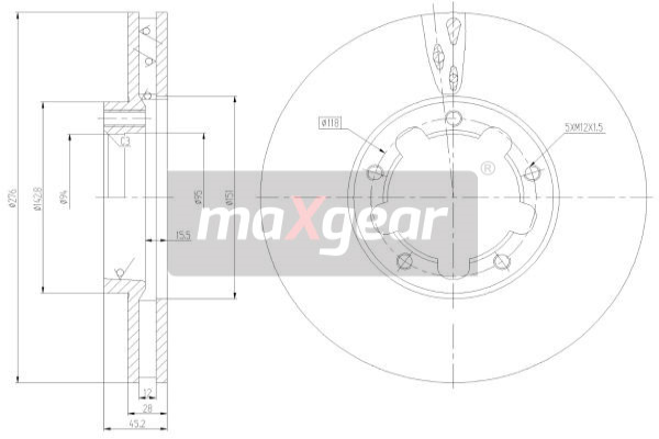 MAXGEAR Első féktárcsa 19-3337_MAXG