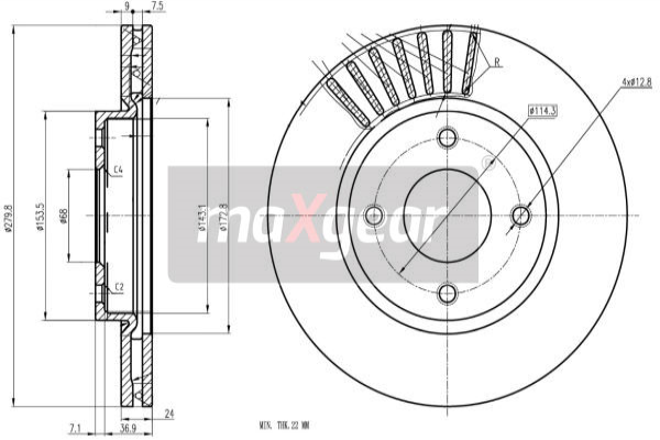 MAXGEAR Első féktárcsa 19-3353_MAXG