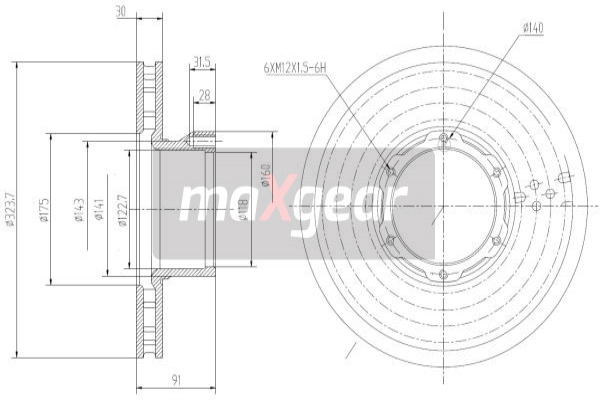 MAXGEAR Első féktárcsa 19-3360_MAXG