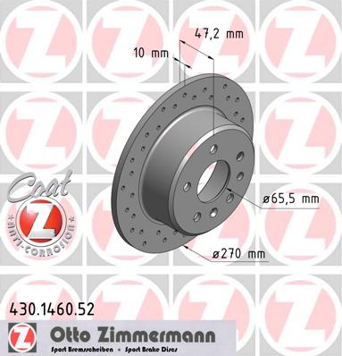 ZIMMERMANN Hátsó féktárcsa 430.1460.52_ZIM