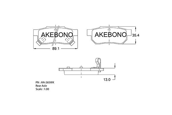 AKEBONO Hátsó fékbetét AN-265WK_AKE