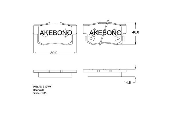 AKEBONO Hátsó fékbetét AN-310WK_AKE