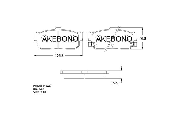 AKEBONO Hátsó fékbetét AN-346WK_AKE