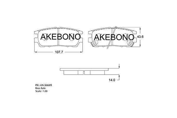 AKEBONO Hátsó fékbetét AN-366WK_AKE