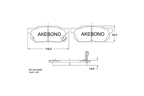 AKEBONO Első fékbetét AN-378WK_AKE