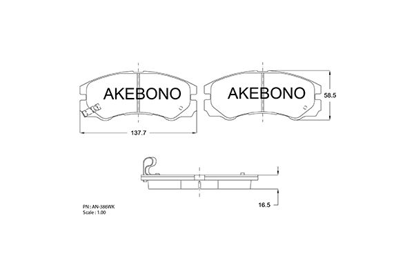 AKEBONO Első fékbetét AN-386WK_AKE