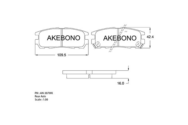 AKEBONO Hátsó fékbetét AN-387WK_AKE