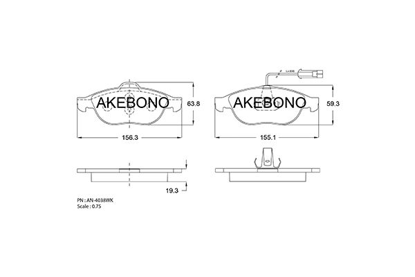 AKEBONO Első fékbetét AN-4038WK_AKE