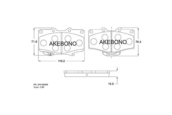 AKEBONO Első fékbetét AN-406WK_AKE