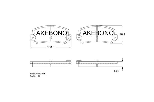 AKEBONO Hátsó fékbetét AN-4121WK_AKE