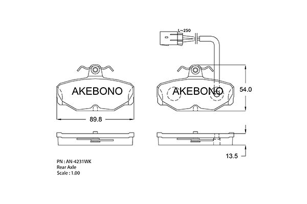 AKEBONO Hátsó fékbetét AN-4231WK_AKE