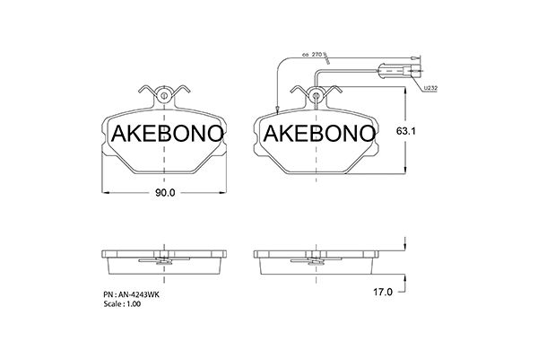 AKEBONO AN-4243WK_AKE Első fékbetét