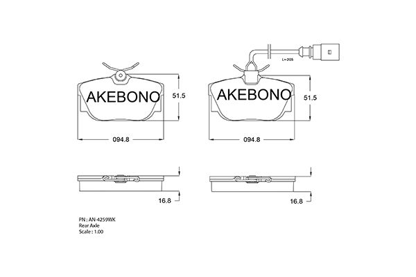 AKEBONO Hátsó fékbetét AN-4259WK_AKE