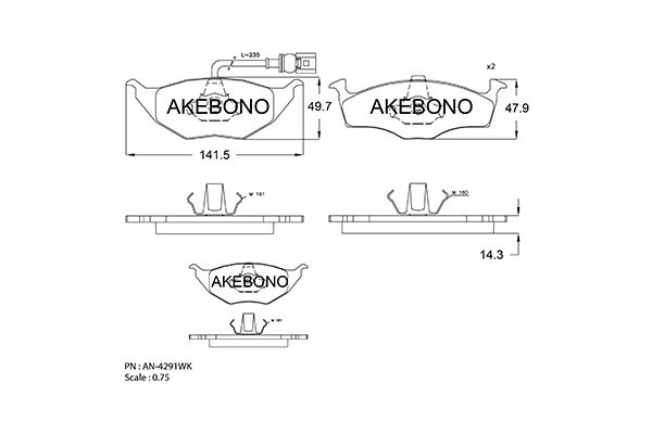 AKEBONO Első fékbetét AN-4291WK_AKE