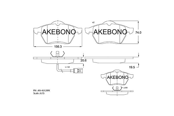 AKEBONO Első fékbetét AN-4312WK_AKE