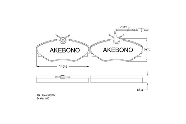 AKEBONO Első fékbetét AN-4345WK_AKE