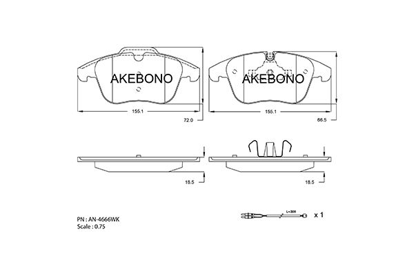 AKEBONO Első fékbetét AN-4666WK_AKE