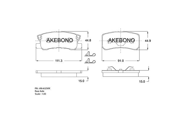 AKEBONO Hátsó fékbetét AN-632WK_AKE