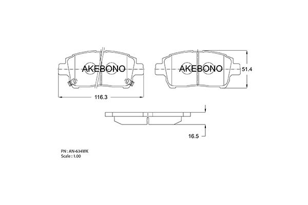 AKEBONO Első fékbetét AN-634WK_AKE