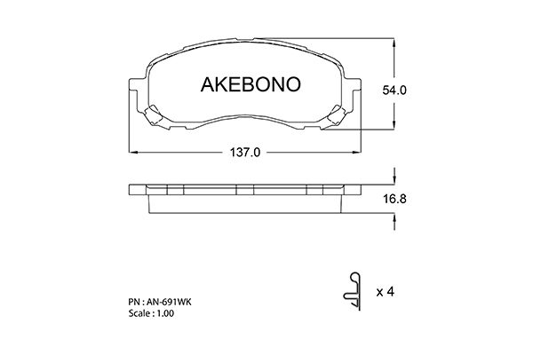 AKEBONO Első fékbetét AN-691WK_AKE