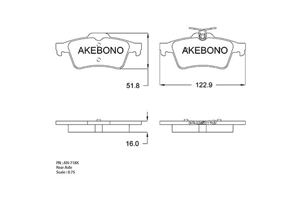 AKEBONO Hátsó fékbetét AN-718K_AKE