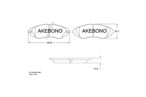 AKEBONO Első fékbetét AN-8013WK_AKE