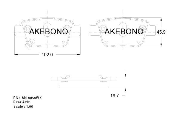 AKEBONO Hátsó fékbetét AN-8058WK_AKE