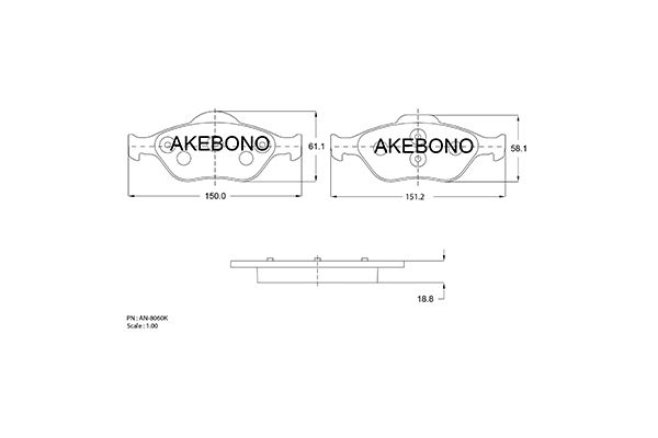 AKEBONO Első fékbetét AN-8060K_AKE