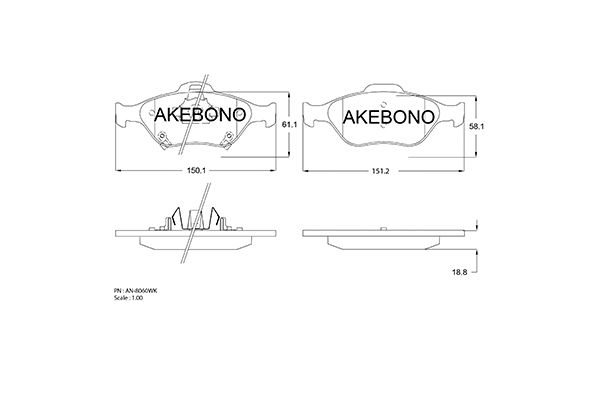 AKEBONO Első fékbetét AN-8060WK_AKE