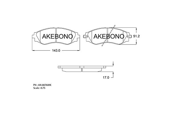 AKEBONO Első fékbetét AN-8076WK_AKE