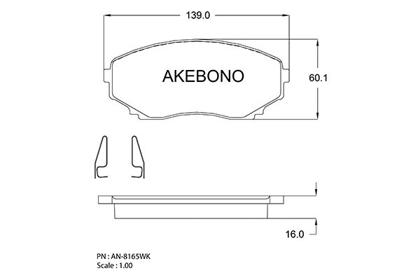 AKEBONO Első fékbetét AN-8165WK_AKE