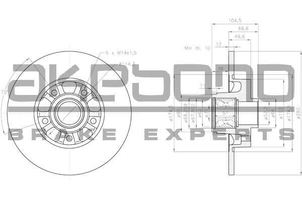 AKEBONO Féktárcsa, mind BN-1208E_AKE