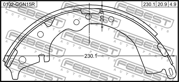 FEBEST Fékpofa 0102-GGN15R_FEBEST