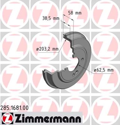 ZIMMERMANN Fékdob 285.1681.00_ZIM