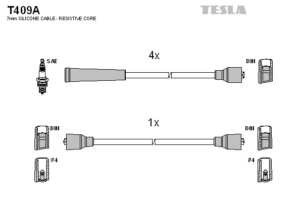 TESLA Gyújtókábel készlet T409A_TES