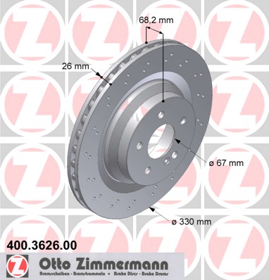 ZIMMERMANN Hátsó féktárcsa 400.3626.00_ZIM