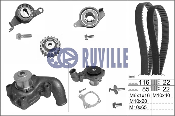 RUVILLE Vezérműszíjkészlet vízpumpával 55214702RUV