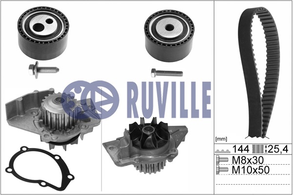 RUVILLE Vezérműszíjkészlet vízpumpával 55971721RUV