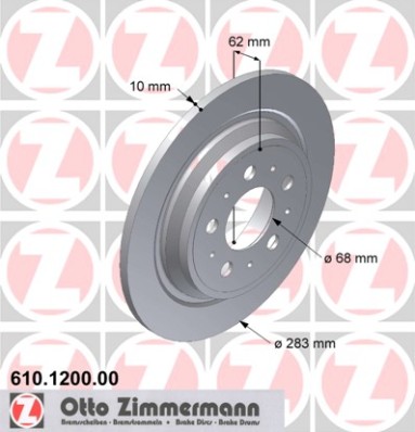 ZIMMERMANN Hátsó féktárcsa 610.1200.00_ZIM