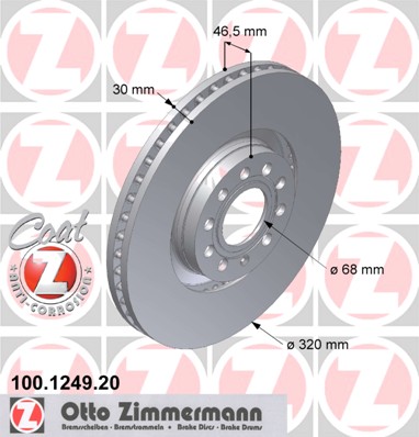 ZIMMERMANN Első féktárcsa 100.1249.20